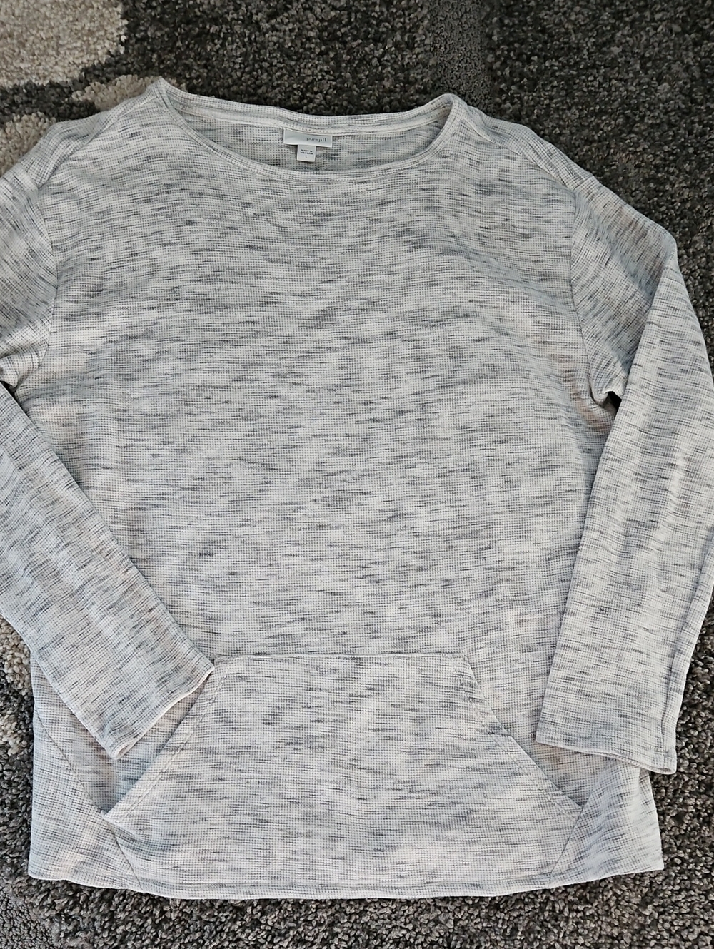 J Jill / Pure Jill White/gray Heathered waffle-textured knit tops Sz L
